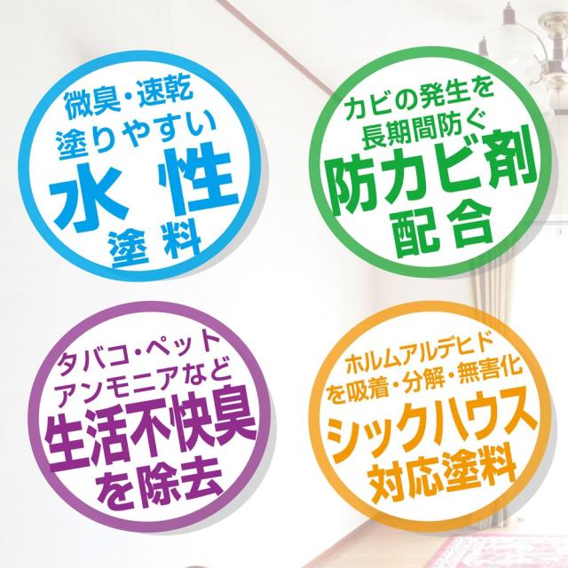 カンペハピオ(Kanpe Hapio) ペンキ 塗料 水性 2分つや 室内かべ用 シックハウス対応 防カビ剤入り 室内かべ用塗料 アイボリー 7L 日本製 の通販は