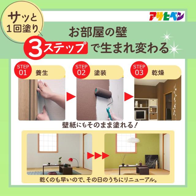 アサヒペン NEW水性インテリアカラー和室カベ用 5L 黄じゅらく 塗料 ペンキ 室内 壁用 ツヤ消し 1回塗り 無臭 防カビ 低VOC シックハウス_2