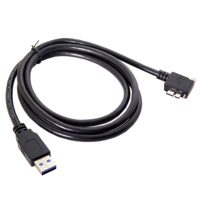 CY USB 3.0 Aオスto Micro B左アングル90度ケーブルとロックネジfor