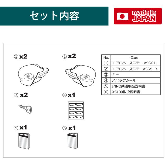 カーメイト(CARMATE) inno イノー ルーフキャリア 取付パーツ エアロベース用 ステー ルーフレール用 (BLACK) XS100_5