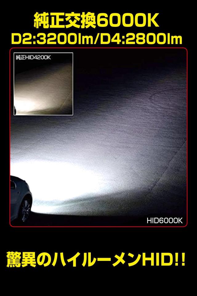 IPF ヘッドライト HID D4S D4R 純正交換 6000K 2800ルーメン HGH60 HIDバルブ