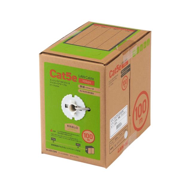 エレコム LANケーブル 100m 自作用 RoHS指令対応 CAT5e ライトグレー LD-CT2/LG100/RS_1