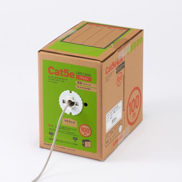 エレコム LANケーブル 100m 自作用 RoHS指令対応 CAT5e ライトグレー LD-CT2/LG100/RS_7