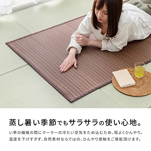 萩原 い草 花ござ ラグ 「南風」 江戸間 6畳 裏貼有 81847660_3