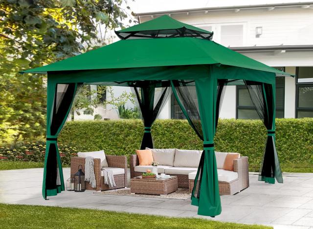 ABCCANOPY タープテント 風抜け ガゼボ 大型テント 8-10人用 蚊帳