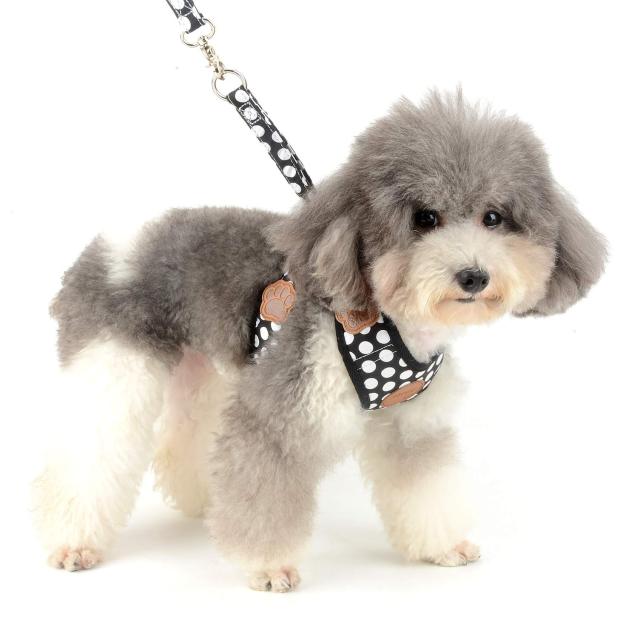 ペット犬 猫 用 ハーネス ドット柄 かわいい 小型犬 超小型犬 ハーネス