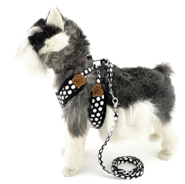 ペット犬 猫 用 ハーネス ドット柄 かわいい 小型犬 超小型犬 ハーネス