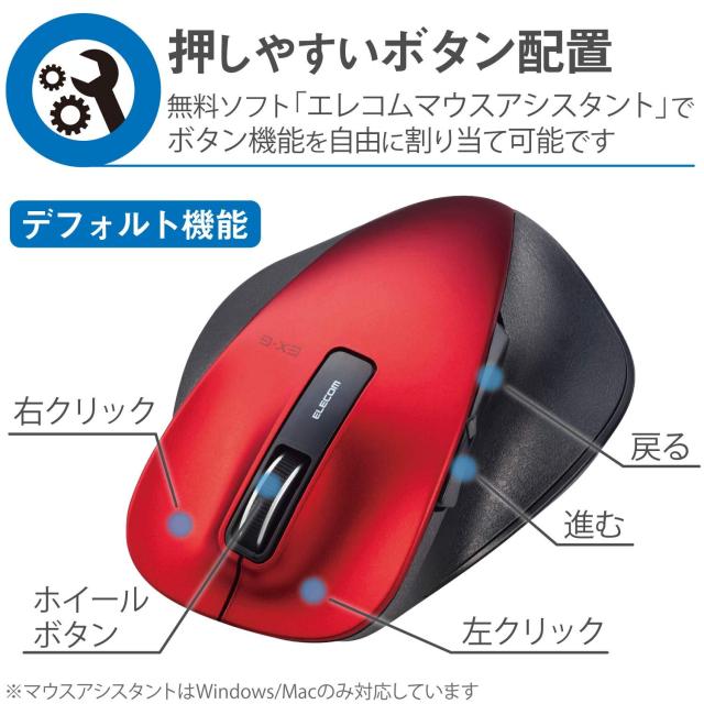 エレコム マウス ワイヤレス (レシーバー付属) Mサイズ 5ボタン (戻る