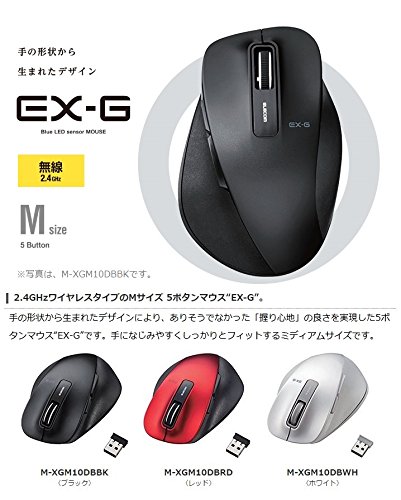 エレコム マウス ワイヤレス (レシーバー付属) Mサイズ 5ボタン (戻る