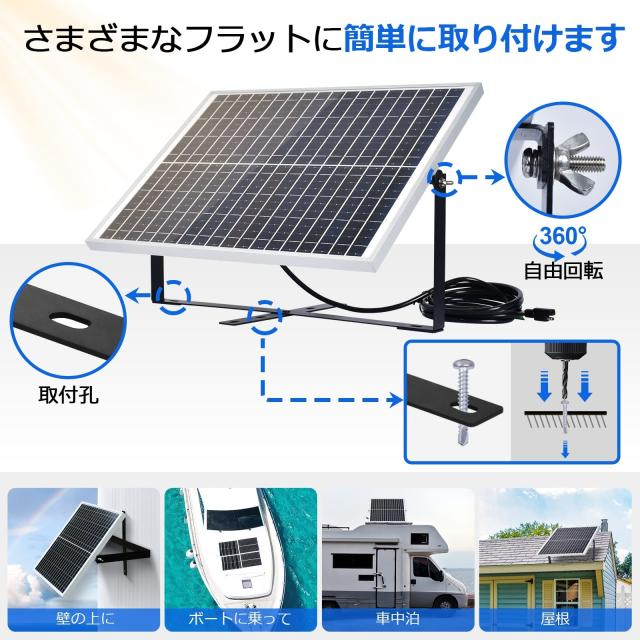 ECO-WORTHY 単結晶 12Vソーラーパネル 25W +10Aチャージーコントローラー SAE 調整可能な取り付けブラケット！ システム充電・蓄電対応_2