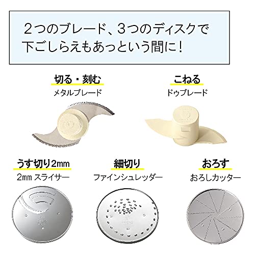 クイジナート フードプロセッサー 1.9L 大容量 3~4人分向け 1台5役(切る・刻む/こねる/薄切り/細切り/おろし) インダクションモーター搭