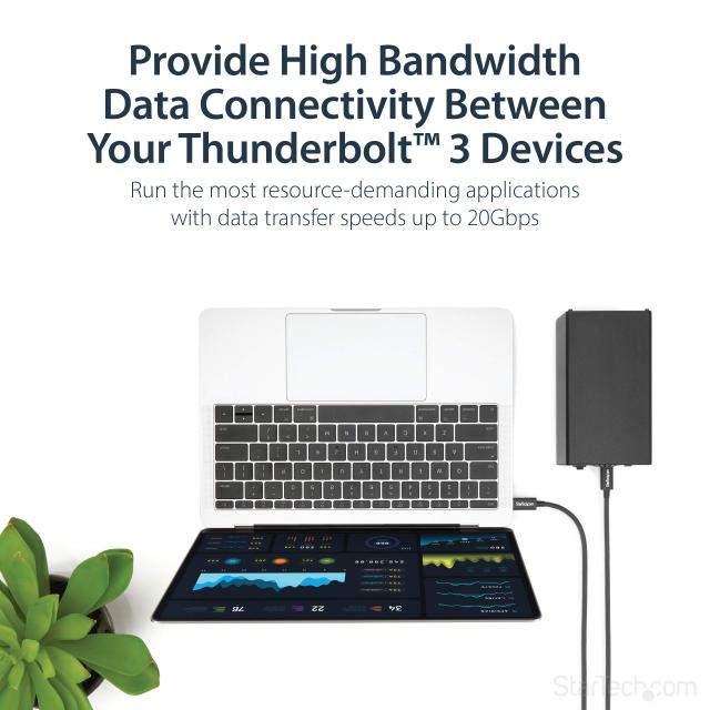 StarTech.com Thunderbolt 3 20Gbps USB-C ケーブル 2m サンダーボルト/ USB/ DisplayPort に対応 TBLT3MM2M_1