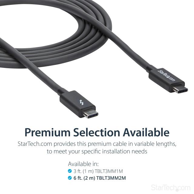 StarTech.com Thunderbolt 3 20Gbps USB-C ケーブル 2m サンダーボルト/ USB/ DisplayPort に対応 TBLT3MM2M_3
