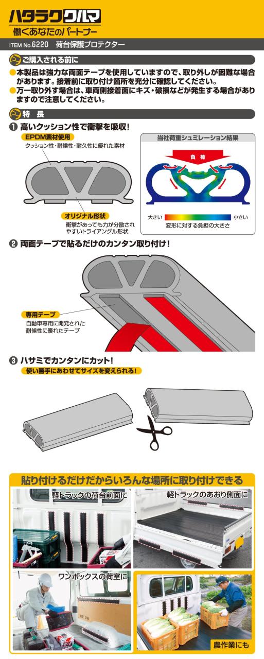 エーモン(amon) 軽トラック・商用バン用品 荷台保護プロテクター 約53×535mm・厚さ約21mm・4本入 6220_2