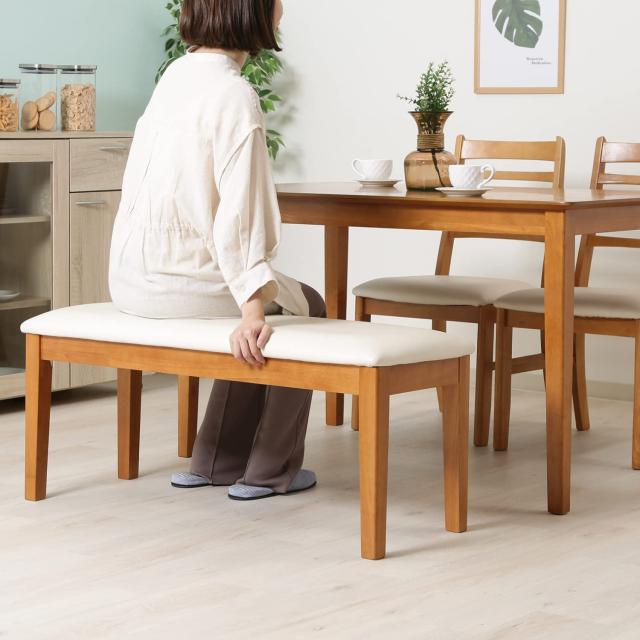 不二貿易 ダイニングベンチ 2人掛け 幅100×奥行38×高さ43.5cm ライトブラウン 天然木 ファブリック 長椅子 簡単組み立て スノ 不二貿易 ダイニングベンチ 2人掛け 幅100×奥行38×高さ