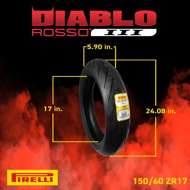 ピレリ オートバイ用 DIABLO ROSSO III リア 150/60 ZR 17 M/C 66W チューブレスタイプ (TL) バイクタイヤ 二輪用 2635300 1本 PIRELLI_1