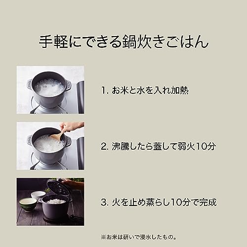 staub ストウブ 「 ラ ココット de GOHAN グレー M 16cm 」 ご飯鍋 炊飯 2合 ペイント 鋳物 ホーロー鍋 IH対応 炊飯器 【日本正規販売品_2