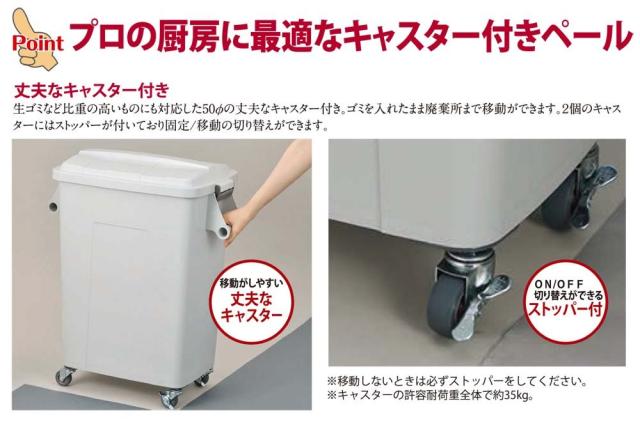 新輝合成 トンボ ゴミ箱 70リットル キャスター付 ロック付き 厨房用 業務用 ナチュラル 幅35.5×奥行58×高さ70.5cm ダストペール 日本_1