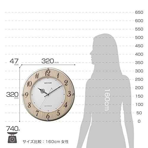 リズム(RHYTHM) 掛け時計 電波時計 静音 ライブリーナチュレ 木目仕上げ ф32.0×4.7cm 8MY506SR23