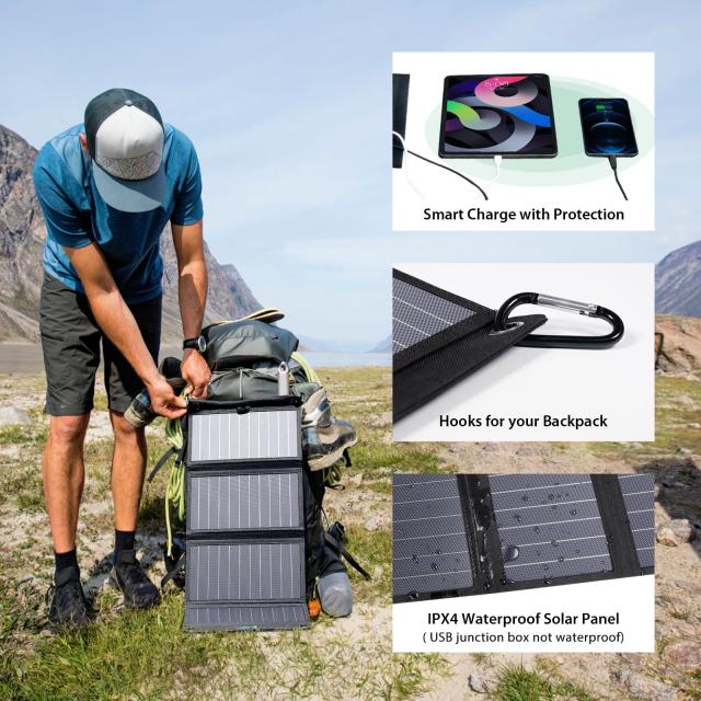 BigBlue 【2023モデル】 28W ソーラーパネル 小型 3USBポート(5V/4.8A