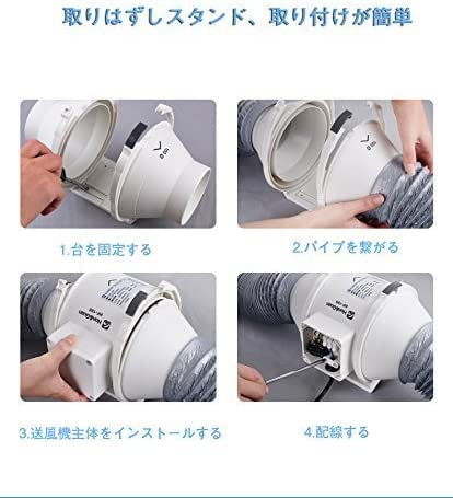 Hon&Guan ダクトファン 100mm 強力 省エネ 静音 ダクト用換気扇 Hon&Guan ダクトファン 100mm 強力 省エネ 静音 ダクト用換気扇