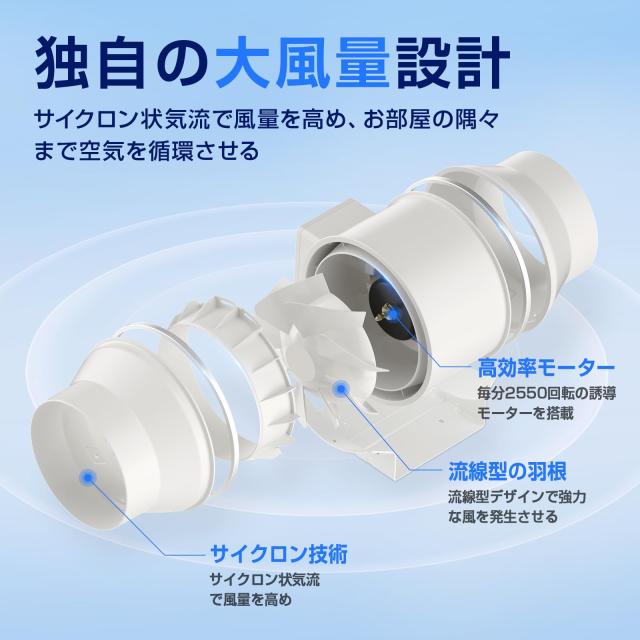 Hon＆Guan ダクトファン 150mm 強力 省エネ 静音 ダクト用換気扇 塗装
