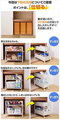 山善 押入れ(クローゼット)収納 ラック 幅38×奥行75×高さ64.5cm 取っ手