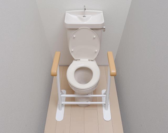 アイリスオーヤマ トイレ手すり 5段階調節 置くだけ 介ホワイト TRT-64A アイリスオーヤマ トイレ手すり 5段階調節 置くだけ 介護 手すり