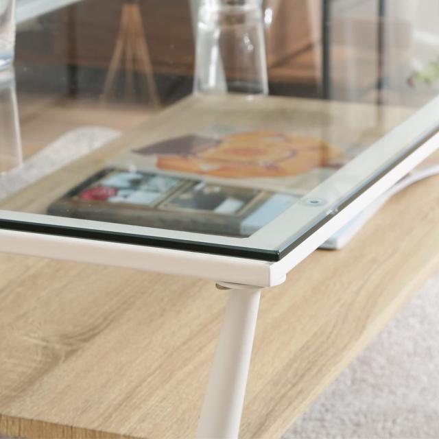 不二貿易 ガラスリビングテーブル クレア 幅120×奥行60cm ナチュラル 96228