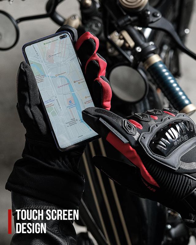 オートバイ手袋 冬用 タッチスクリーン対応 防水 防風 保護手袋 レッド XL