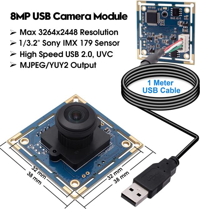ELP 8mp USB カメラモジュール 2448p ウェブカメラボード 180 度広角ウェブカムモジュール スマート組み込みカメラ IMX179 4k USB ウェブ