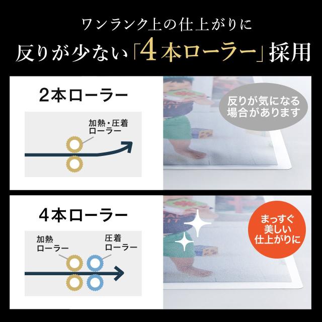 サンワダイレクト ラミネーター A3 / A4 対応 4本ローラー 90秒高速ウォームアップ 150μフィルム厚対応 400-LM004