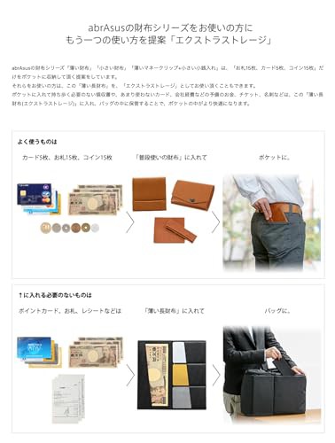 アブラサス] 薄い長財布 レザー メンズ 薄型 財布 日本製 ネイビーの
