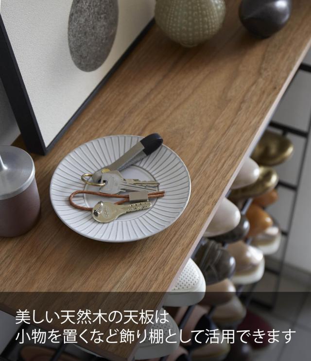 山崎実業(Yamazaki) 天板付き シューズラック 6段 ブラック 約W66×D25×H87cm タワー tower 下駄箱 靴 収納 フック付き 3370_3