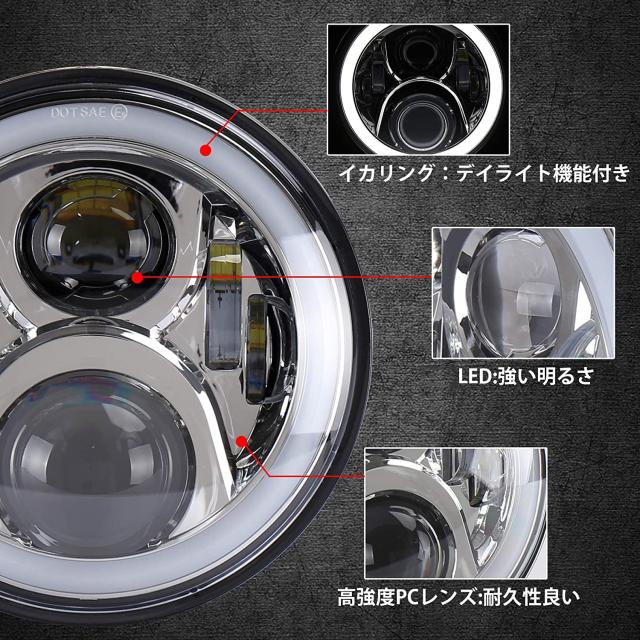 MOVOTOR 7インチ CB400SF ヘッドライト DRL機能 イカリング付き