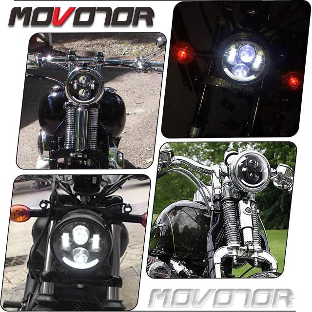 MOVOTOR 5.75インチ ハーレー ledヘッドライトダイナローライダー
