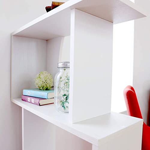 白井産業 横置きできるおしゃれなジグザグラック パーテーション 本棚 背面化粧済 ホワイト 白木目 幅59.6 高さ107.2 奥行23.4cm COB-116