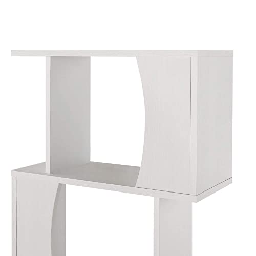 白井産業 横置きできるおしゃれなジグザグラック パーテーション 本棚 背面化粧済 ホワイト 白木目 幅59.6 高さ107.2 奥行23.4cm COB-116