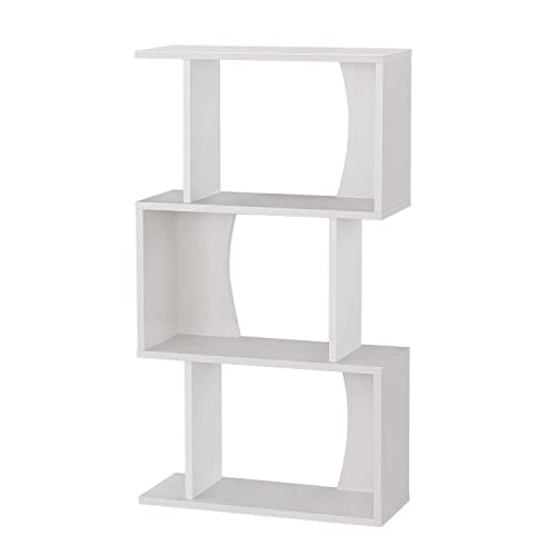 白井産業 横置きできるおしゃれなジグザグラック パーテーション 本棚 背面化粧済 ホワイト 白木目 幅59.6 高さ107.2 奥行23.4cm COB-116