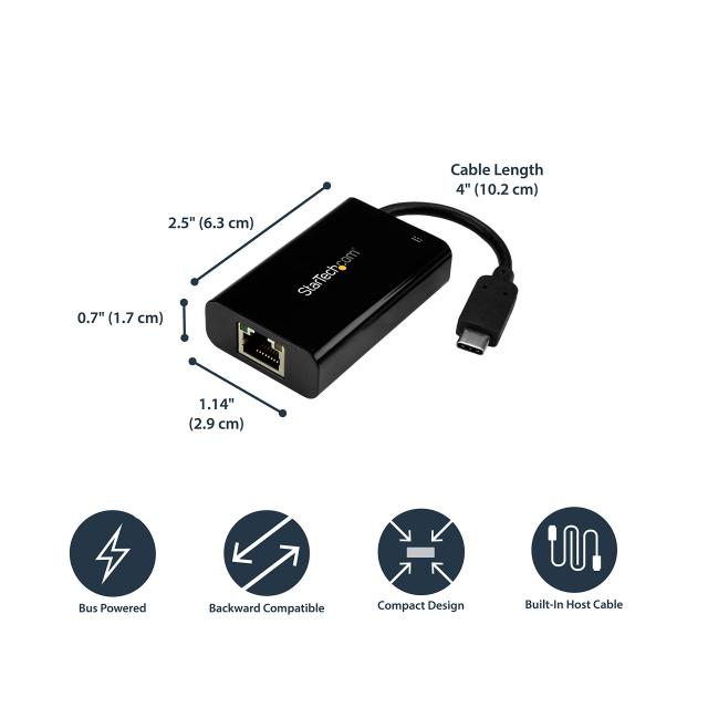 StarTech.com 有線LANアダプター/USB Type-C - RJ45/USB 3.1/ギガビットイーサネット/USB PD 2.0/Thunderbolt 3 互換 US1GC30PD_3
