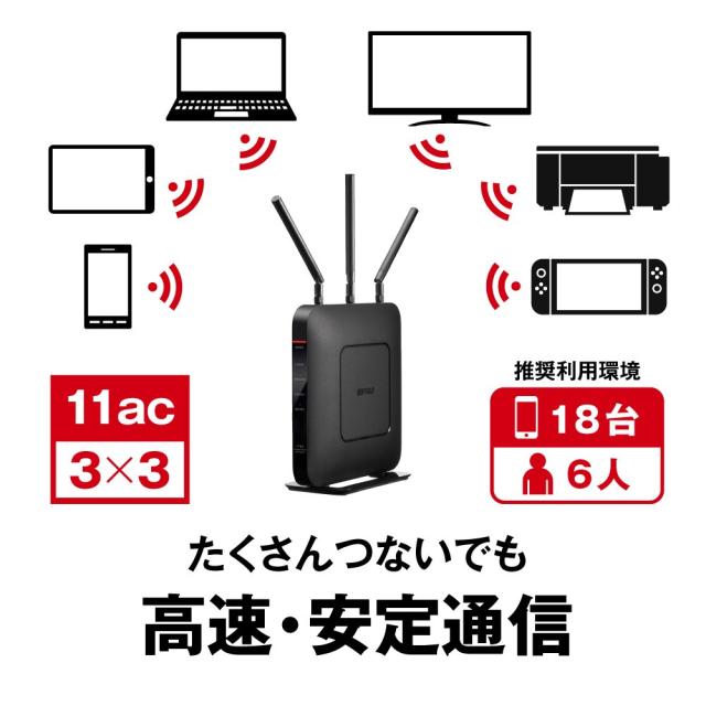 【中古】BUFFALO WiFi 無線LAN ルーター WXR-1751DHP2 11ac ac1750 1300+450Mbps デュアルバンド 4LDK 3階建向け 【iPhone8/iPhoneX/iPhoneXS/ 動作確認 BUFFALO WiFi 無線LAN ルーター WXR-1751DHP2 11ac ac1750 1300+