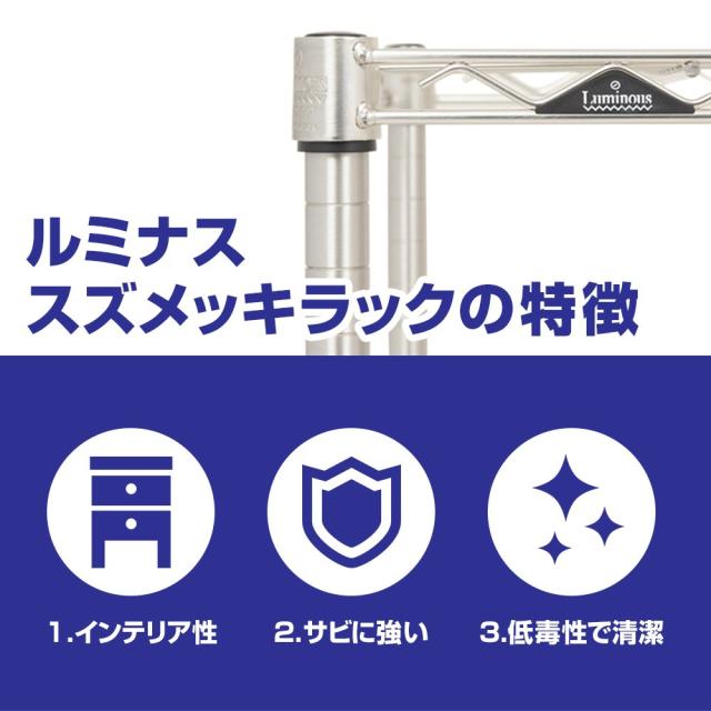 ドウシシャ ルミナス プレミアム 棚板 ソリッドシェルフ 幅90 奥行45 スリーブ付 スチールラック ポール径25mmパーツ 耐荷重120kg 高い抗_2
