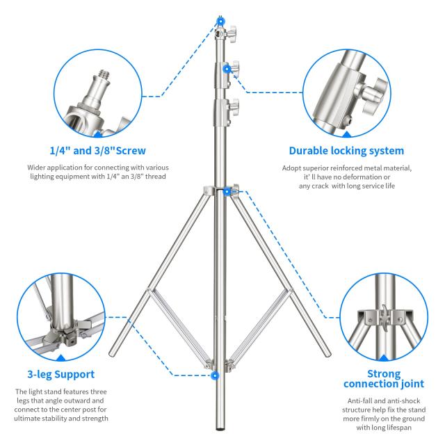 NEEWER ライトスタンド 39-102”/99-260cm 耐荷重 調整可能 1/4”3/8