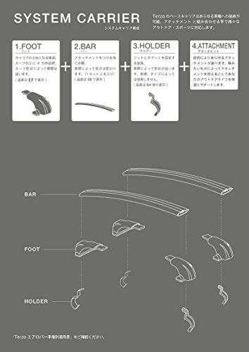 Terzo テルッツォ (by PIAA) ルーフキャリア ベースキャリア フット 4個入 ルーフオンタイプ ブラック エアロバー用 ロック付 EF100A_4