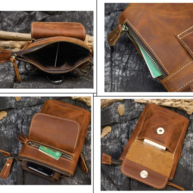 ウエストポーチ ベルトポーチ メンズ ヒップバッグ ショルダーバッグ 本革 3Way 小型 レザー 男女兼用 ポーチ ウエストバッグ レザーポーの通販は