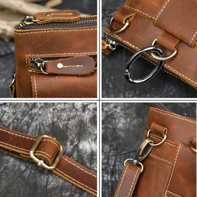 ウエストポーチ ベルトポーチ メンズ ヒップバッグ ショルダーバッグ 本革 3Way 小型 レザー 男女兼用 ポーチ ウエストバッグ レザーポーの通販は