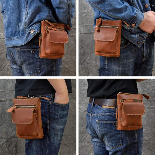 ウエストポーチ ベルトポーチ メンズ ヒップバッグ ショルダーバッグ 本革 3Way 小型 レザー 男女兼用 ポーチ ウエストバッグ レザーポーの通販は