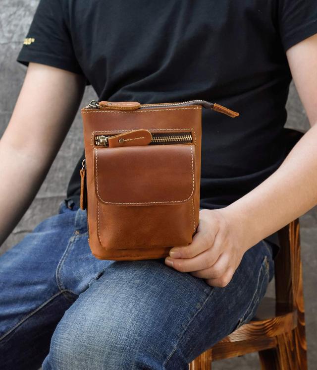 ウエストポーチ ベルトポーチ メンズ ヒップバッグ ショルダーバッグ 本革 3Way 小型 レザー 男女兼用 ポーチ ウエストバッグ レザーポーの通販は