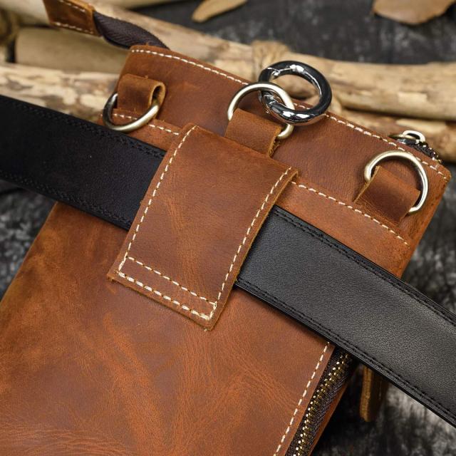 ウエストポーチ ベルトポーチ メンズ ヒップバッグ ショルダーバッグ 本革 3Way 小型 レザー 男女兼用 ポーチ ウエストバッグ レザーポーの通販は