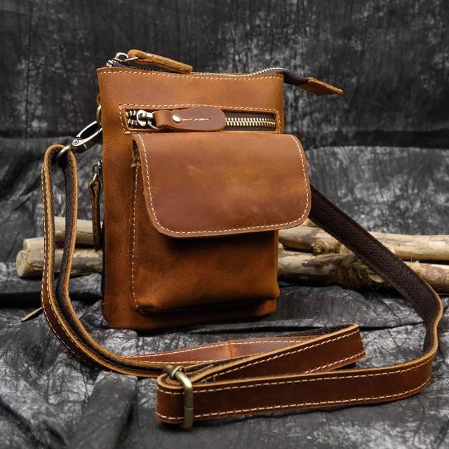 ウエストポーチ ベルトポーチ メンズ ヒップバッグ ショルダーバッグ 本革 3Way 小型 レザー 男女兼用 ポーチ ウエストバッグ レザーポーの通販は